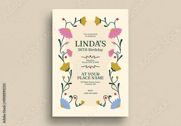 Obraz Flower Birthday Invitation