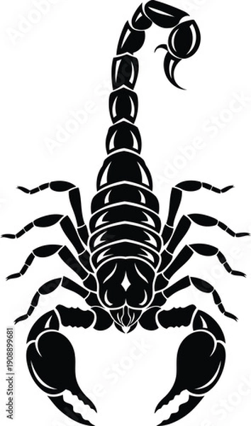 Obraz Stylized black scorpion with curled tail and claws