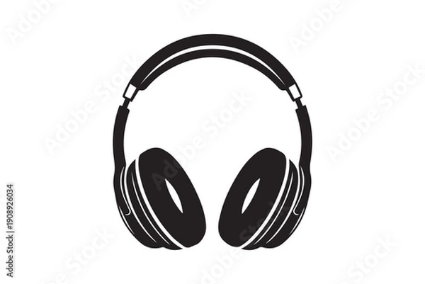 Obraz Headphone silhouette with white background