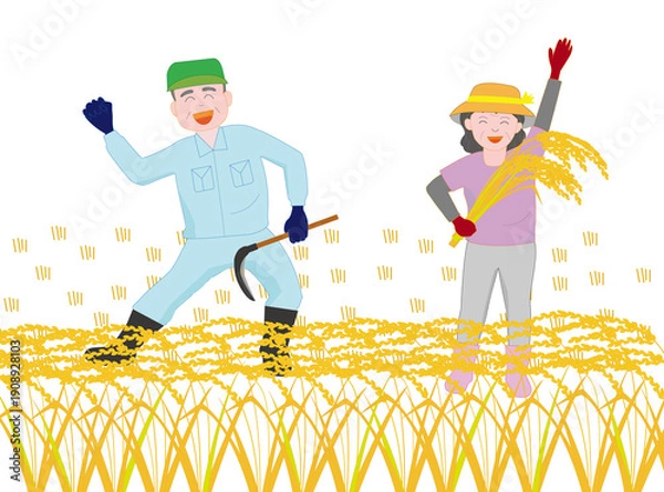 Fototapeta 手作業で仕事をしている農家