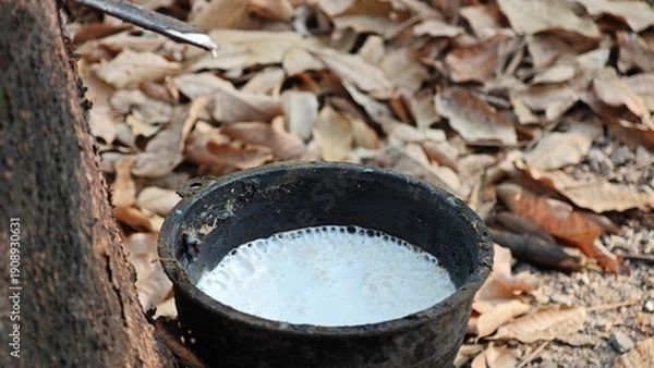 Obraz Scrape rubber from rubber, latex.