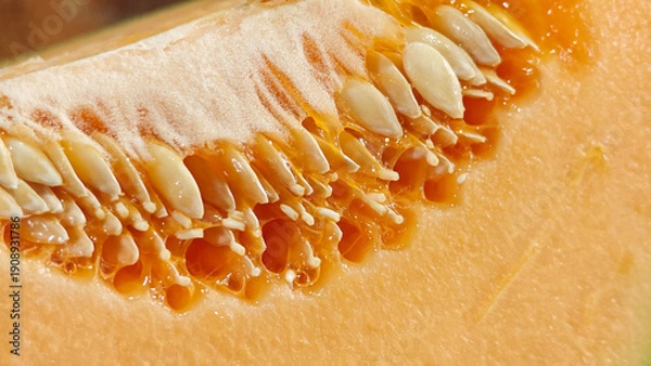 Obraz Cantaloupe melon close up, texture.