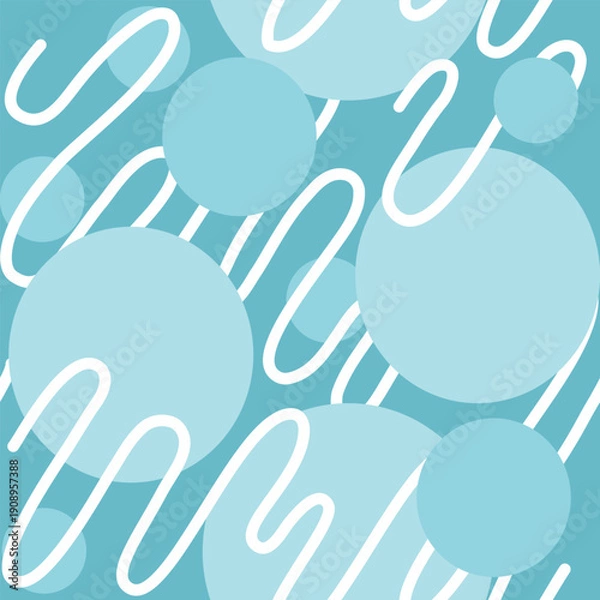Obraz white wavy lines with blue circle seamless pattern