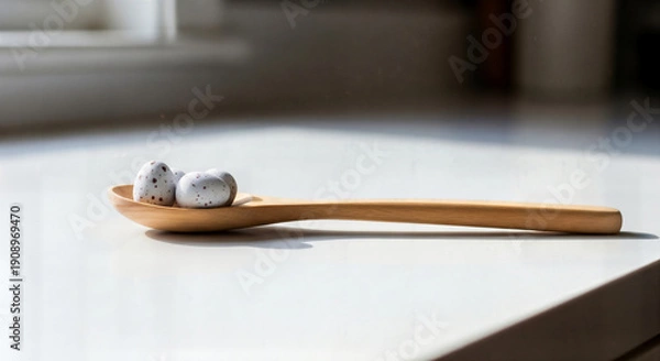 Obraz Happy easter sunday with easter eggs on a spoon