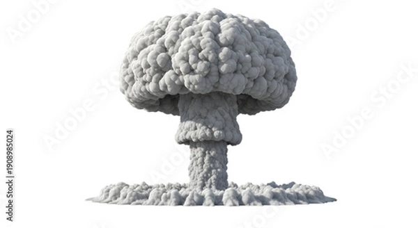 Fototapeta Mushroom cloud from nuclear explosion, symbolizing atomic bomb, destruction, war, and devastation.