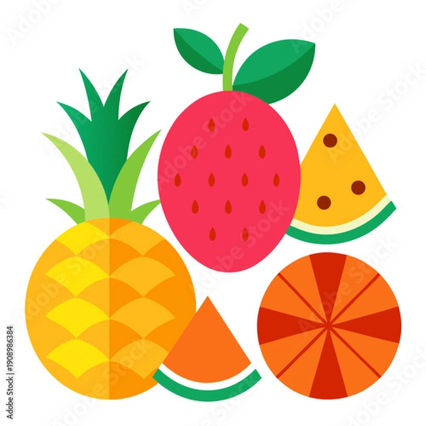 Obraz Minimal Summer Fruit Icons - Watermelon, Melon