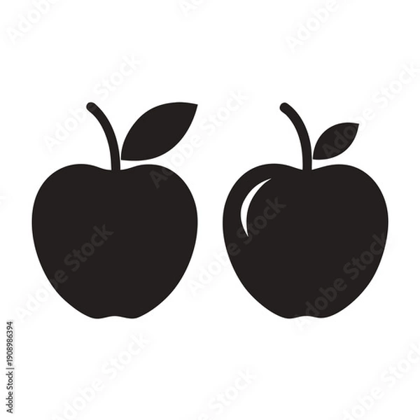 Obraz Minimal Apple Icon Set - Front and Side Views