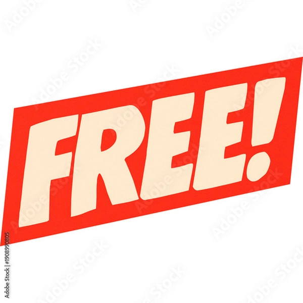 Obraz White Script Free Word on Red Angled Sticker