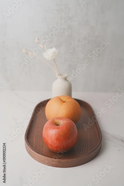 Fototapeta 한국 명절 설날 추석 과일 정물 세트 배경화면