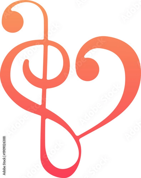 Obraz Heart Music Note Icon