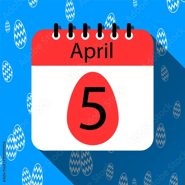Obraz April 2026 Easter Day Calendar Design on easter eggs Background Vector Art