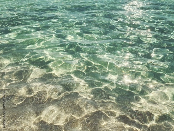 Obraz Turquoise water surface reflecting sunlight creating abstract patterns