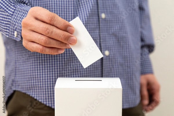Obraz 投票する男性の手元