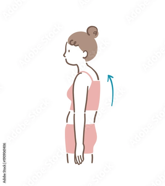 Obraz 横から見た猫背の女性のイラスト素材