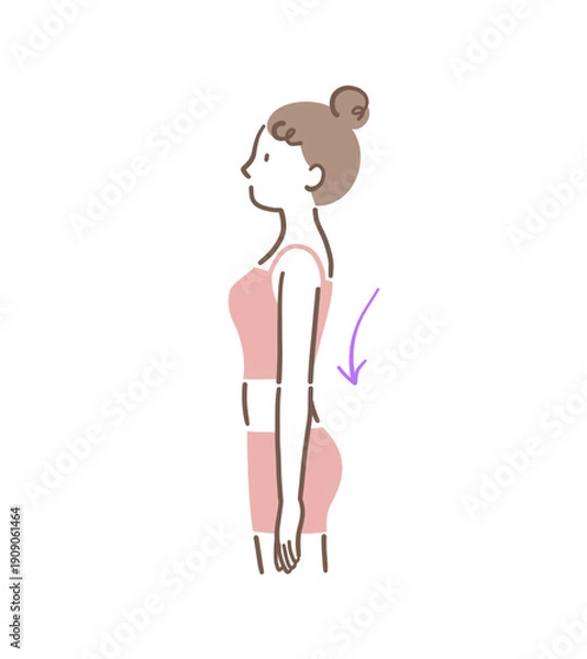 Obraz 横から見た反り腰の女性のイラスト素材