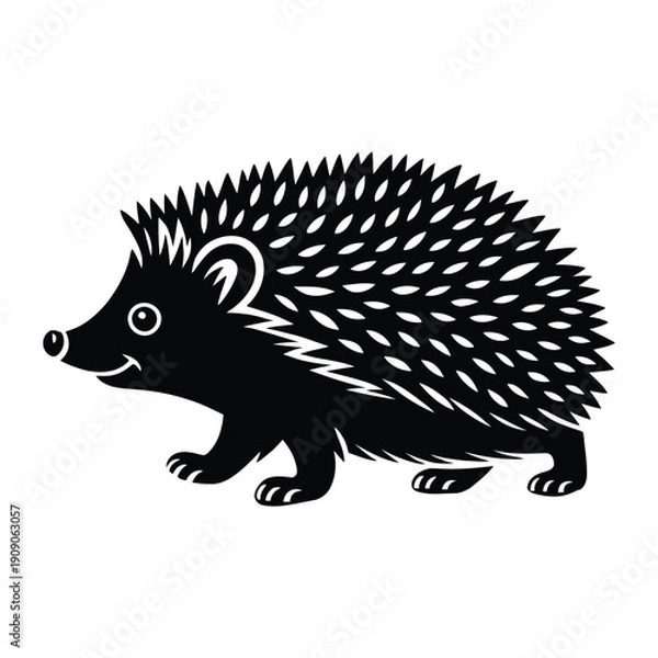 Obraz Hedgehog walking side view Vector, Silhouette, Illustration