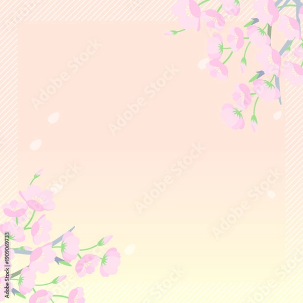 Obraz 桜のイラストの春のセールバナー背景（パステルカラー・正方形）