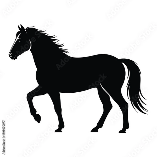 Obraz Horse standing side view Vector, Silhouette, Illustration