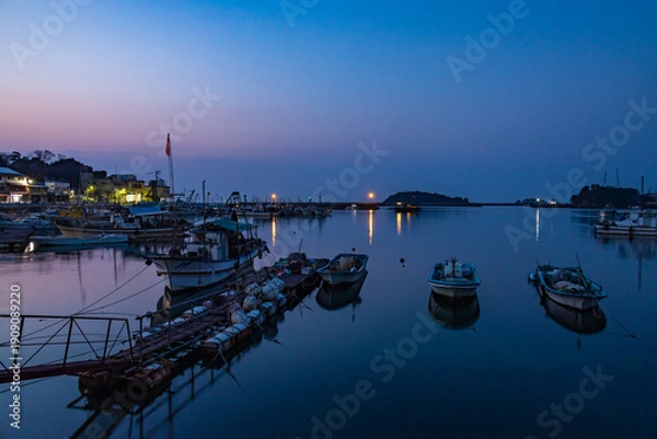 Obraz 鞆の浦　漁港　夜明