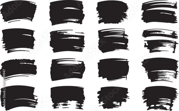 Obraz Black brush stroke artistic ink paint texture design elements collection vector Illustration