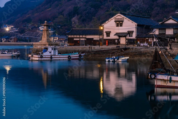 Obraz 鞆の浦　漁港　夜明