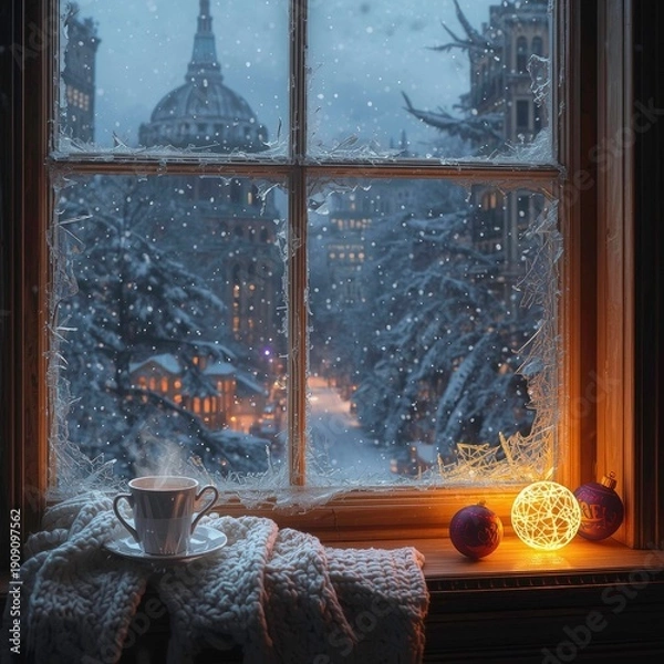 Fototapeta window in winter