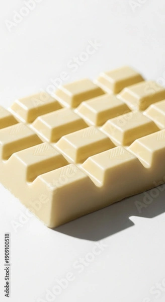 Obraz 白背景に並んだホワイトチョコレートの塊（お菓子作り・素材・バレンタイン）