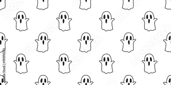 Fototapeta Ghost seamless pattern vector Halloween isolated spooky cartoon wallpaper background white