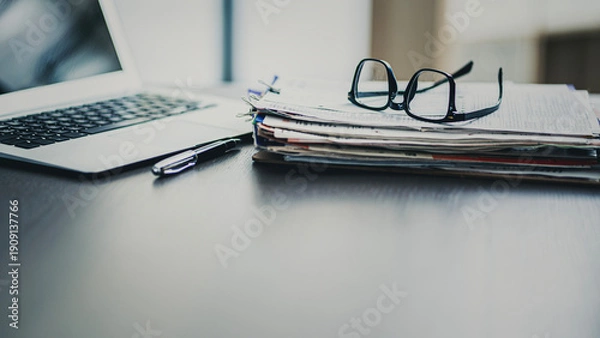 Obraz Office desk with laptop and documents