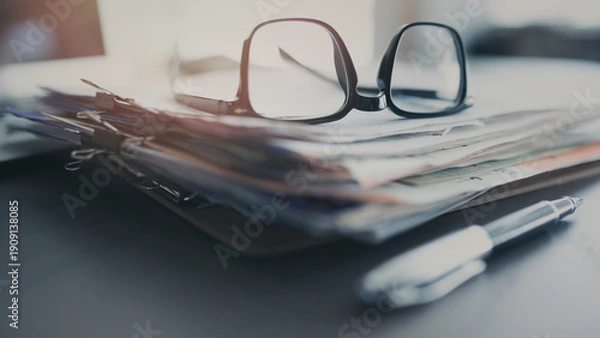 Obraz Office desk with laptop and documents