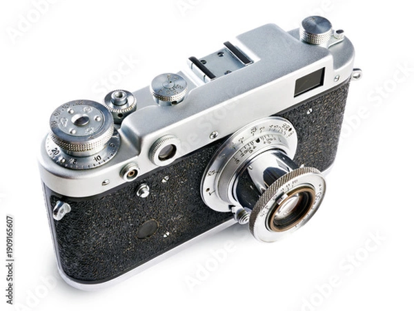 Obraz Retro rangefinder camera isolated on white