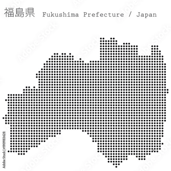Obraz イラスト素材：日本地図　福島県ベクターイラストマップ	