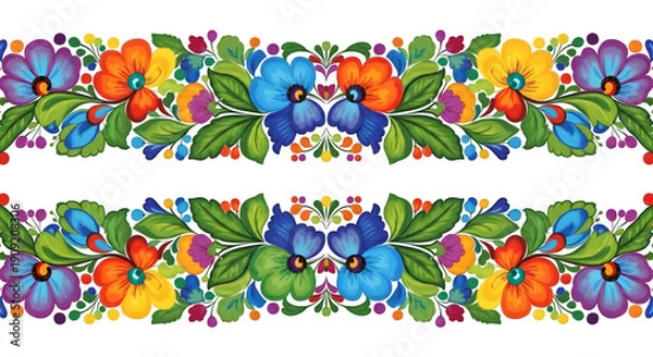 Obraz Vibrant floral pattern isolated on transparent background