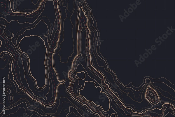 Obraz Vertical Dark Abstract Topographic Contour Vector Background