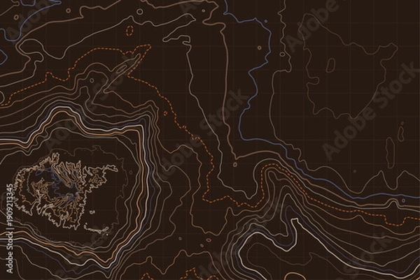 Obraz Dark Topographic Contour Lines Abstract Terrain Background