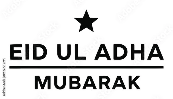 Obraz Minimal Eid ul Adha Mubarak typography with star