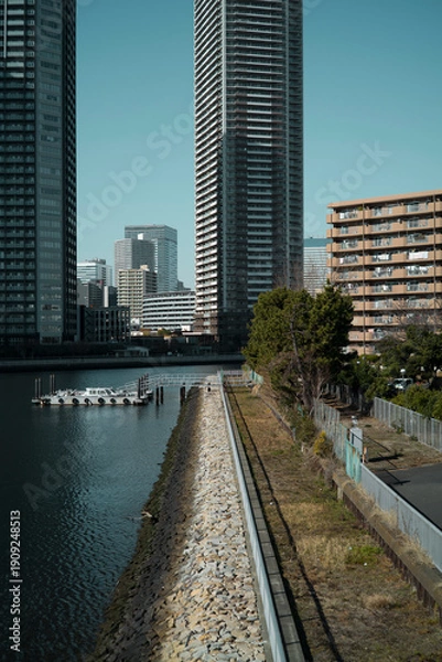 Obraz 辰巳運河と高層マンション