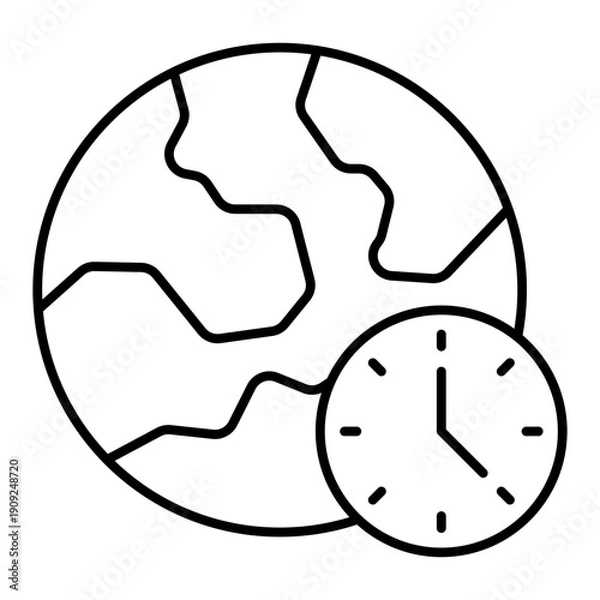 Obraz time zone sync line icon with editable stroke