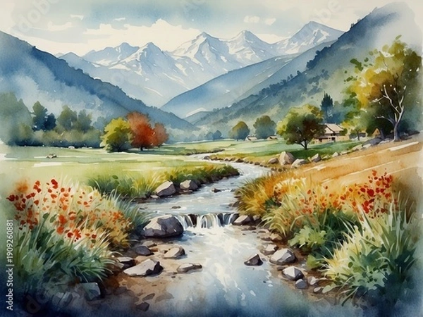 Obraz autumn landscape with mountains