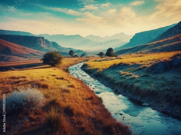 Obraz sunset in the mountains