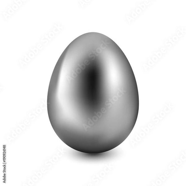 Fototapeta Silver Easter egg on a white background with a light shadow