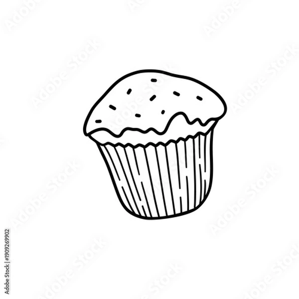 Obraz Easter cupcake illustartion, simple muffin doodle