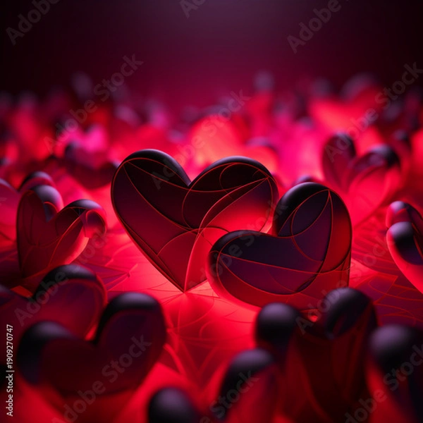 Obraz Bold Valentine background, large overlapping hearts