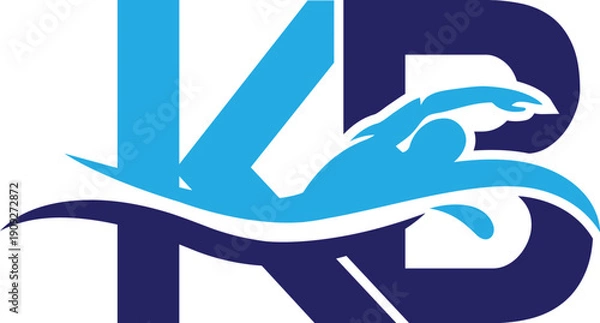 Obraz Vector KB monogram with swimming logo