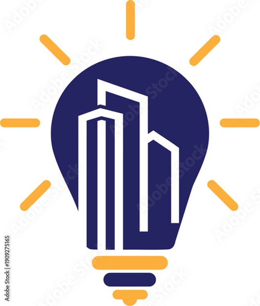 Obraz Vector Bulb with Smart City logo