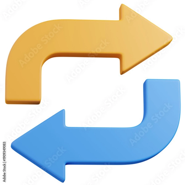 Obraz 3D render  Refresh and Repeat Arrows Icon