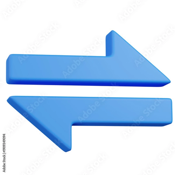 Obraz 3D render  Blue Bidirectional Arrows Icon
