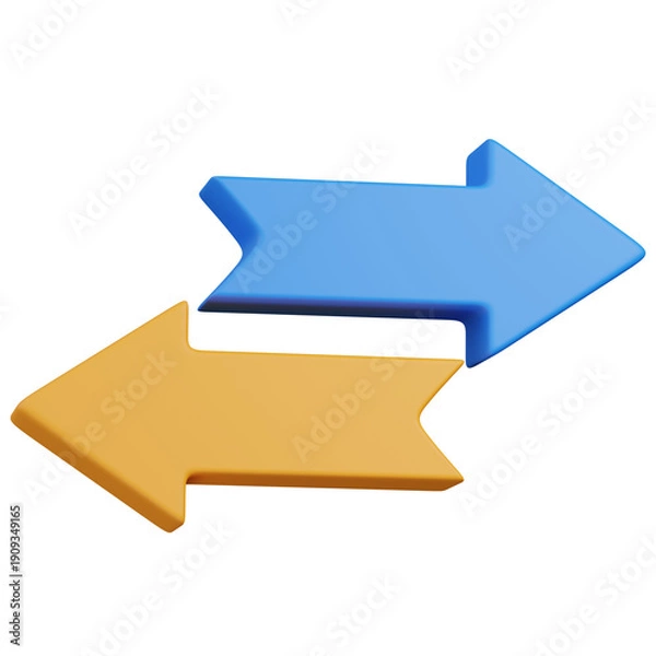 Obraz 3D  render Two Arrows Pointing in Opposite Directions icon 