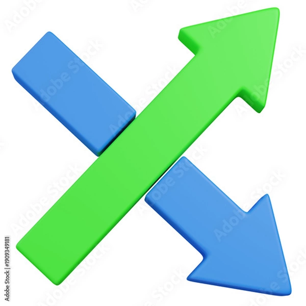 Obraz 3D render Intersecting Arrows Icon for Data Exchange and Comparison icon 