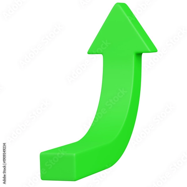 Obraz  3D render Dynamic Green Arrow Indicating Growth and Progress icon 